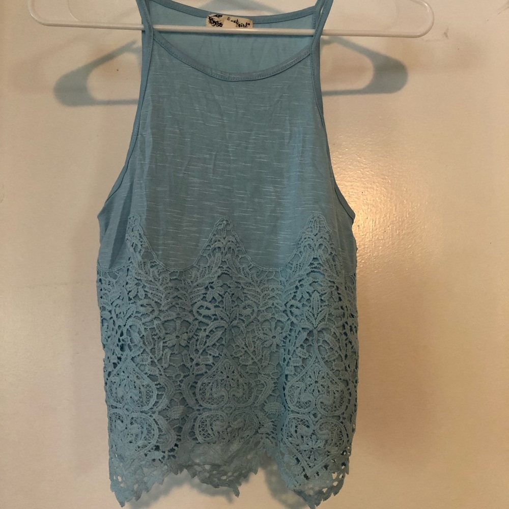 Blue crotchet bottom tank top
